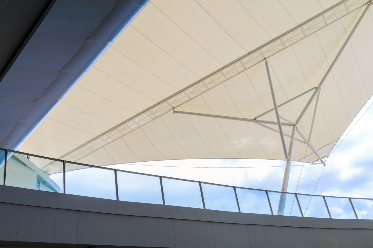 A tension membrane over Mezzanine on the building