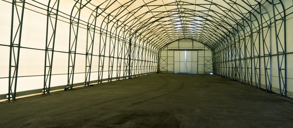 Empty tent warehouse